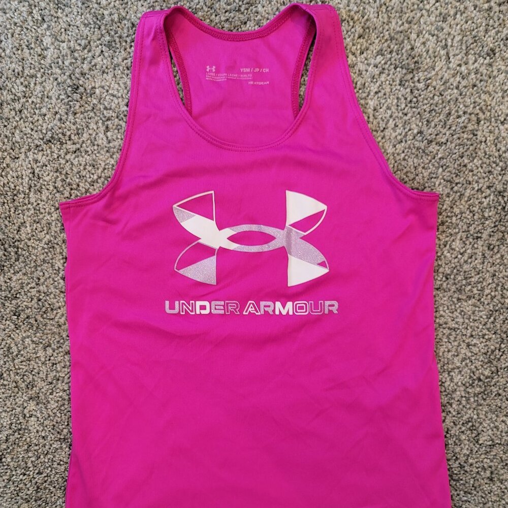 Under Armour Girls  Dark Pink Tank Top YSM, Good Condition!